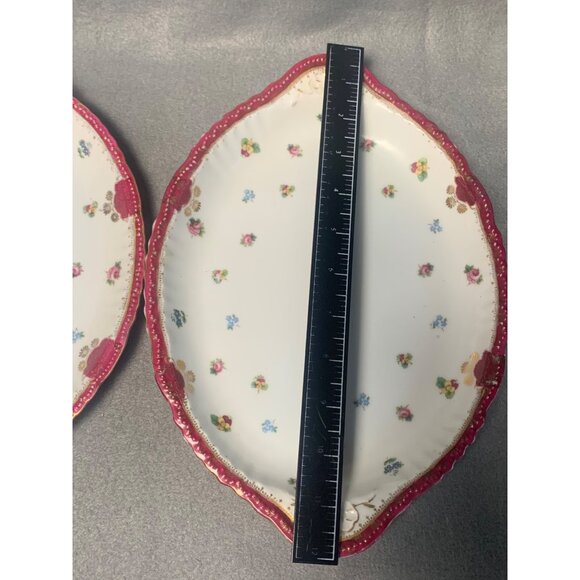 Vintage Victoria Austria Floral Ceramic Serving Platters Set of 3 Pink & White - Picture 6 of 16